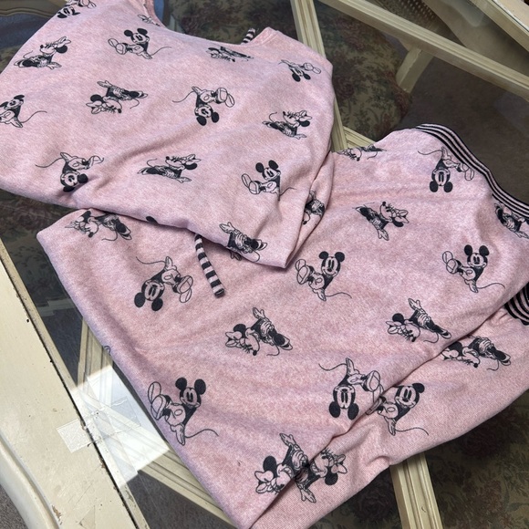 Disney Pink and Black Pajama Set with Cartoon Dog Print - Picture 1 of 4